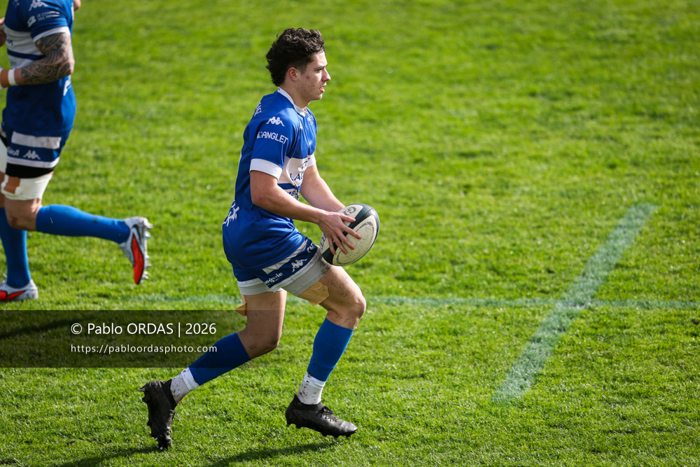 Johane Idiart, lors du match de Nationale 2 entre l'Anglet olympique et l'US Marmande, le 8 février 2026 au stade Saint-Jean d'Anglet, France (Photo Pablo ORDAS)