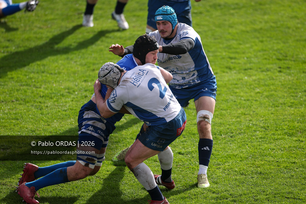 Yann Richard, lors du match de Nationale 2 entre l'Anglet olympique et l'US Marmande, le 8 février 2026 au stade Saint-Jean d'Anglet, France (Photo Pablo ORDAS)