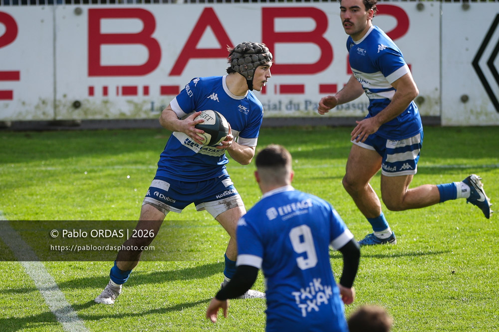 Jean Ballin, lors du match de Nationale 2 entre l'Anglet olympique et l'US Marmande, le 8 février 2026 au stade Saint-Jean d'Anglet, France (Photo Pablo ORDAS)