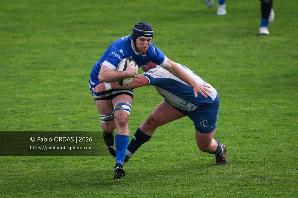 Florian Mansieux, lors du match de Nationale 2 entre l'Anglet olympique et l'US Marmande, le 8 février 2026 au stade Saint-Jean d'Anglet, France (Photo Pablo ORDAS)