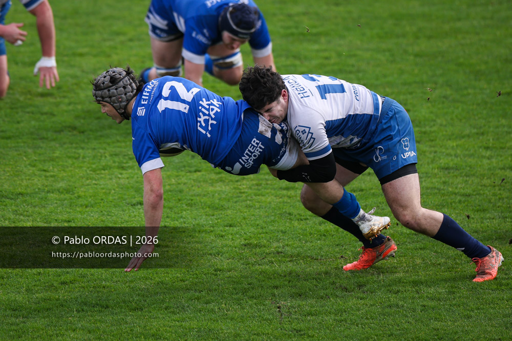 Léo Sauvetre, lors du match de Nationale 2 entre l'Anglet olympique et l'US Marmande, le 8 février 2026 au stade Saint-Jean d'Anglet, France (Photo Pablo ORDAS)