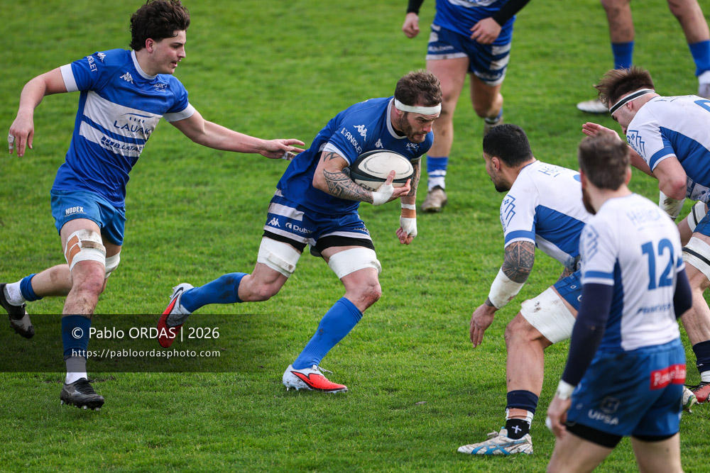 Sébastien Laulhé, lors du match de Nationale 2 entre l'Anglet olympique et l'US Marmande, le 8 février 2026 au stade Saint-Jean d'Anglet, France (Photo Pablo ORDAS)