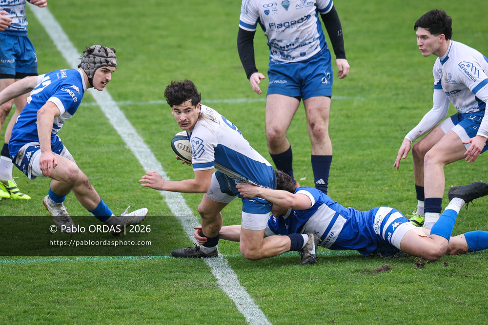 Paulin Blanchot, lors du match de Nationale 2 entre l'Anglet olympique et l'US Marmande, le 8 février 2026 au stade Saint-Jean d'Anglet, France (Photo Pablo ORDAS)