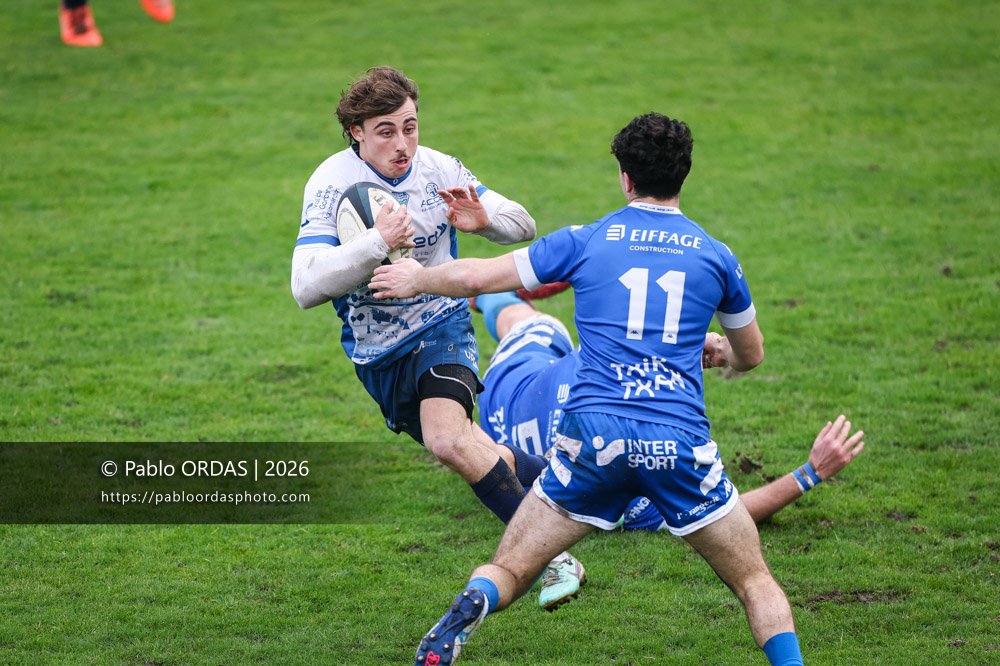 Théo Jurado, lors du match de Nationale 2 entre l'Anglet olympique et l'US Marmande, le 8 février 2026 au stade Saint-Jean d'Anglet, France (Photo Pablo ORDAS)