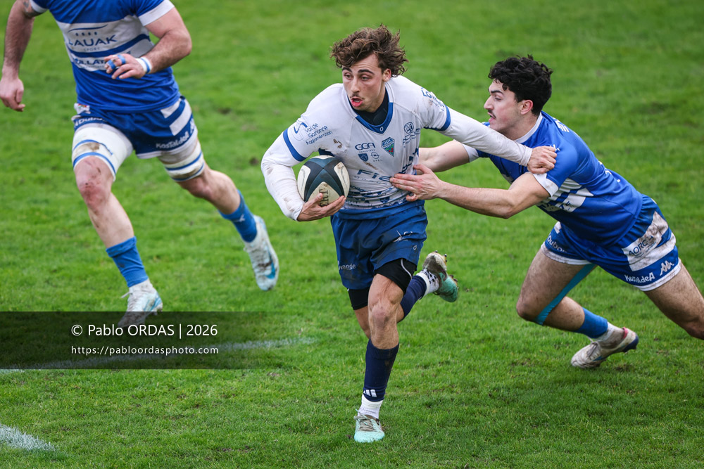 Théo Jurado, lors du match de Nationale 2 entre l'Anglet olympique et l'US Marmande, le 8 février 2026 au stade Saint-Jean d'Anglet, France (Photo Pablo ORDAS)
