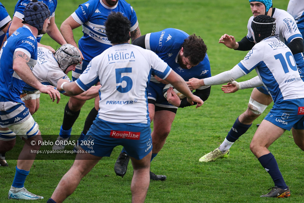 Hendré Eloff, lors du match de Nationale 2 entre l'Anglet olympique et l'US Marmande, le 8 février 2026 au stade Saint-Jean d'Anglet, France (Photo Pablo ORDAS)