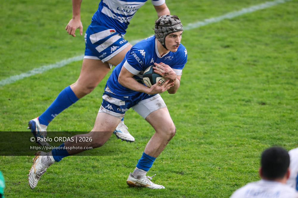 Jean Ballin, lors du match de Nationale 2 entre l'Anglet olympique et l'US Marmande, le 8 février 2026 au stade Saint-Jean d'Anglet, France (Photo Pablo ORDAS)