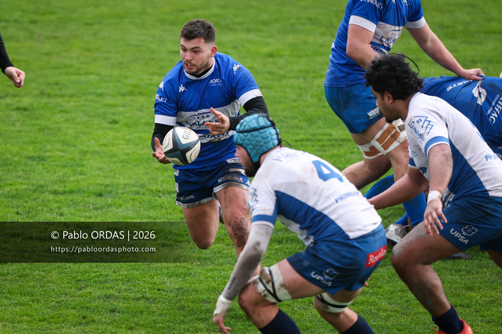 Alexandre Gouaux, lors du match de Nationale 2 entre l'Anglet olympique et l'US Marmande, le 8 février 2026 au stade Saint-Jean d'Anglet, France (Photo Pablo ORDAS)