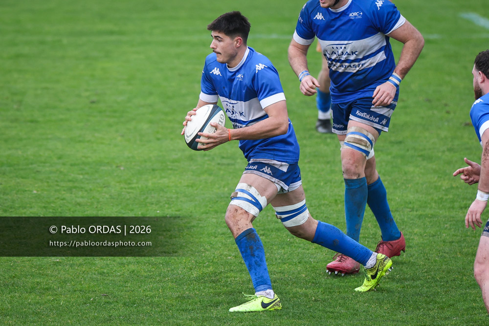 Matéo Lacroix, lors du match de Nationale 2 entre l'Anglet olympique et l'US Marmande, le 8 février 2026 au stade Saint-Jean d'Anglet, France (Photo Pablo ORDAS)