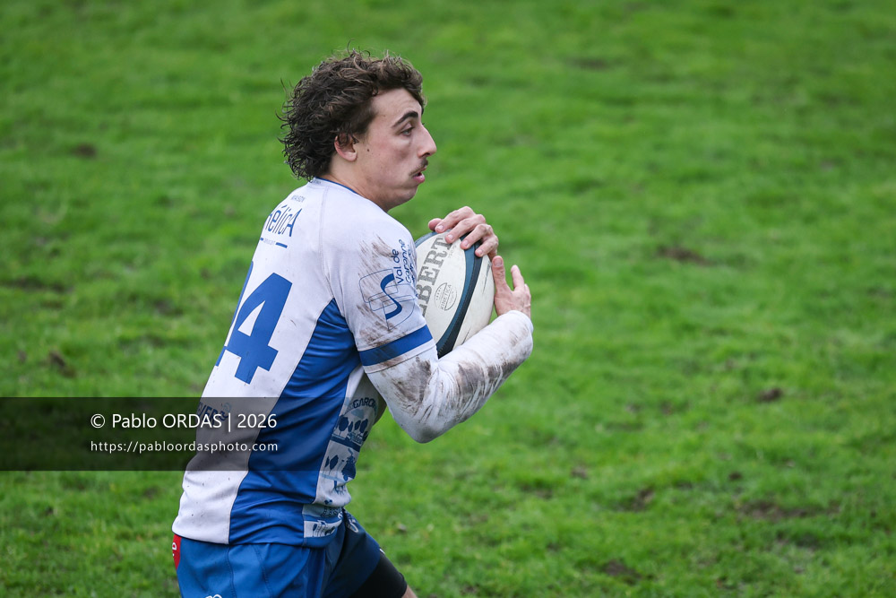Théo Jurado, lors du match de Nationale 2 entre l'Anglet olympique et l'US Marmande, le 8 février 2026 au stade Saint-Jean d'Anglet, France (Photo Pablo ORDAS)