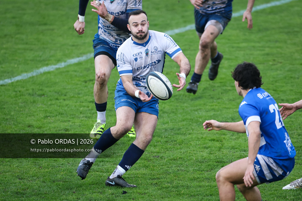 Andrea Rabago, lors du match de Nationale 2 entre l'Anglet olympique et l'US Marmande, le 8 février 2026 au stade Saint-Jean d'Anglet, France (Photo Pablo ORDAS)