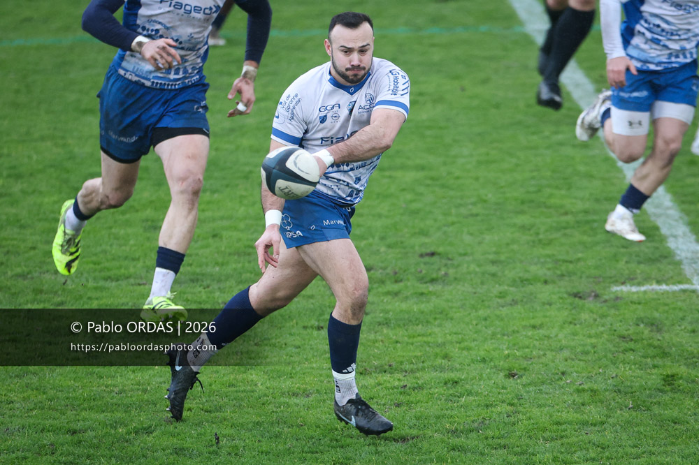 Andrea Rabago, lors du match de Nationale 2 entre l'Anglet olympique et l'US Marmande, le 8 février 2026 au stade Saint-Jean d'Anglet, France (Photo Pablo ORDAS)