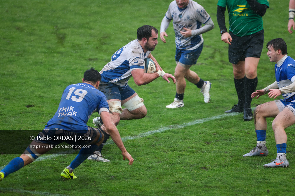 Helano Alberto, lors du match de Nationale 2 entre l'Anglet olympique et l'US Marmande, le 8 février 2026 au stade Saint-Jean d'Anglet, France (Photo Pablo ORDAS)