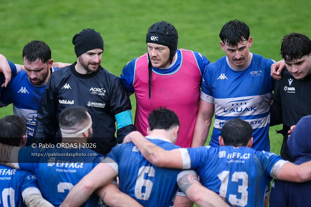 Yann Richard, lors du match de Nationale 2 entre l'Anglet olympique et l'US Marmande, le 8 février 2026 au stade Saint-Jean d'Anglet, France (Photo Pablo ORDAS)