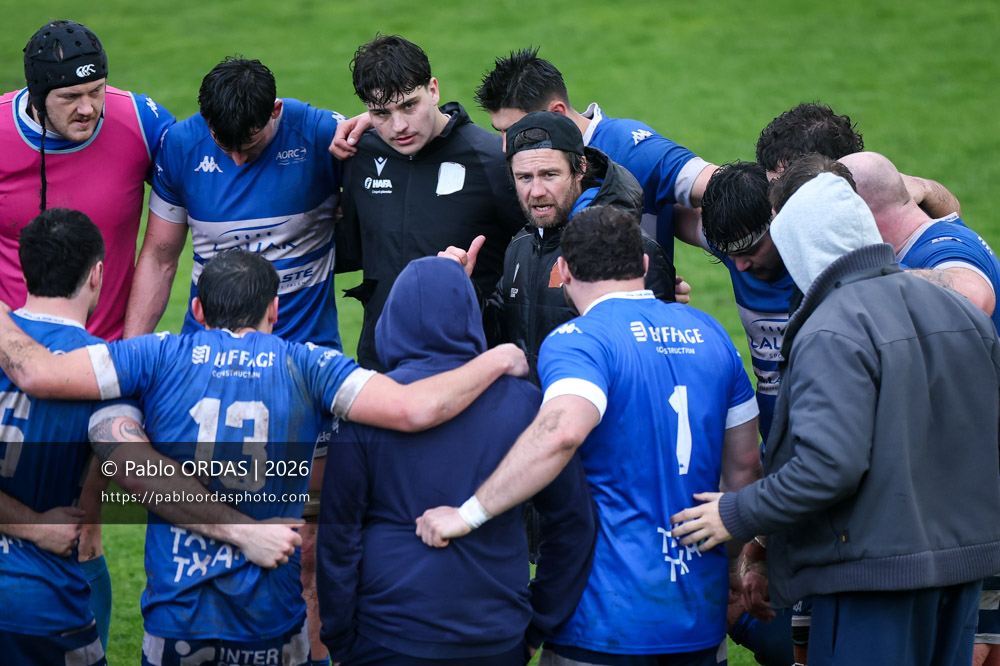 Benoit Bonetti, lors du match de Nationale 2 entre l'Anglet olympique et l'US Marmande, le 8 février 2026 au stade Saint-Jean d'Anglet, France (Photo Pablo ORDAS)