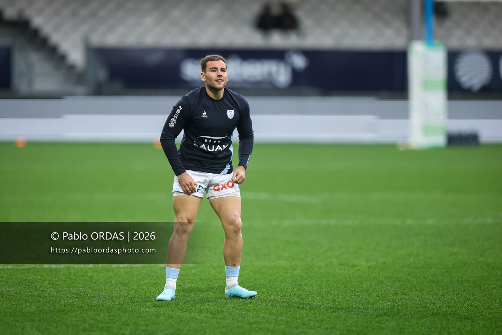 Joris Segonds, lors du match de Top 14 entre l'Aviron bayonnais et le Racing 92, le 14 février 2026 au stade Jean Dauger de Bayonne, France (Photo Pablo ORDAS)
