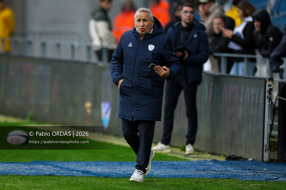 Philippe Tayeb, lors du match de Top 14 entre l'Aviron bayonnais et le Racing 92, le 14 février 2026 au stade Jean Dauger de Bayonne, France (Photo Pablo ORDAS)
