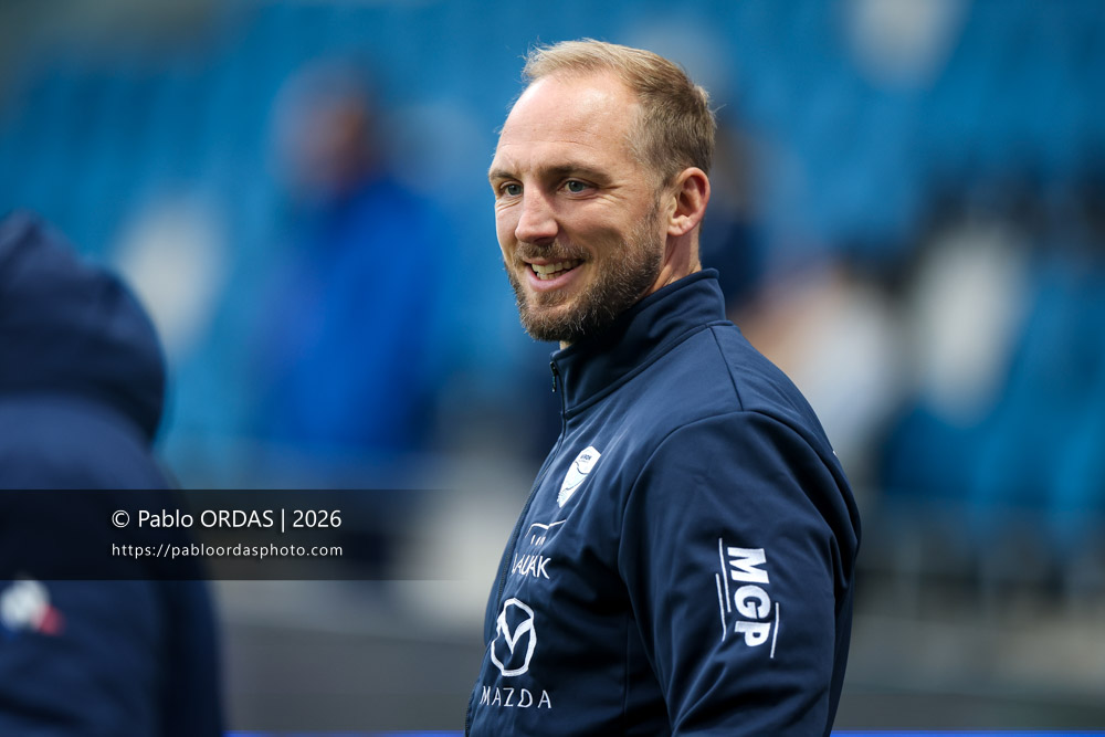 Jean Monribot, lors du match de Top 14 entre l'Aviron bayonnais et le Racing 92, le 14 février 2026 au stade Jean Dauger de Bayonne, France (Photo Pablo ORDAS)