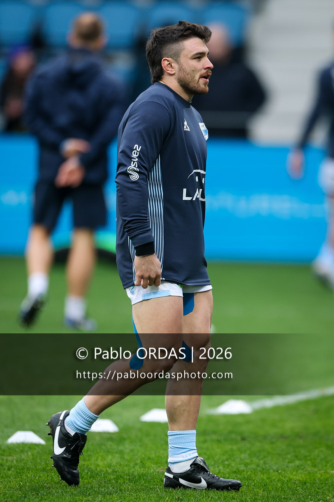 Mateo Carreras, lors du match de Top 14 entre l'Aviron bayonnais et le Racing 92, le 14 février 2026 au stade Jean Dauger de Bayonne, France (Photo Pablo ORDAS)