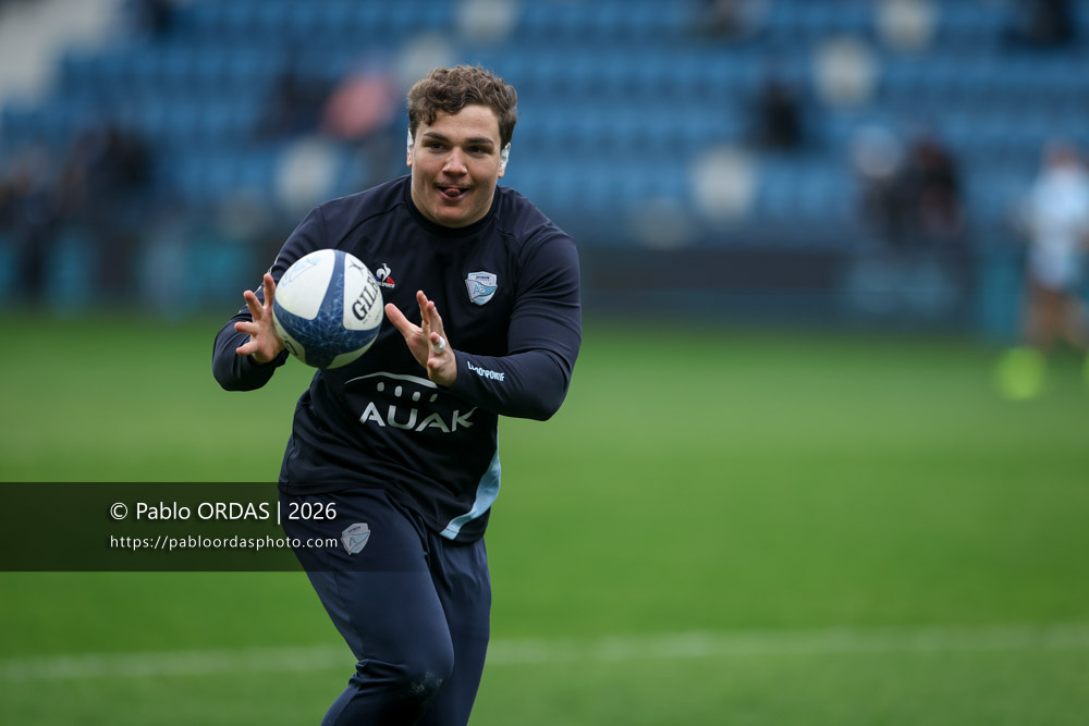 Lucas Martin, lors du match de Top 14 entre l'Aviron bayonnais et le Racing 92, le 14 février 2026 au stade Jean Dauger de Bayonne, France (Photo Pablo ORDAS)