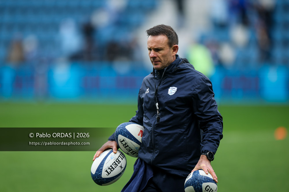 Gerard Fraser, lors du match de Top 14 entre l'Aviron bayonnais et le Racing 92, le 14 février 2026 au stade Jean Dauger de Bayonne, France (Photo Pablo ORDAS)