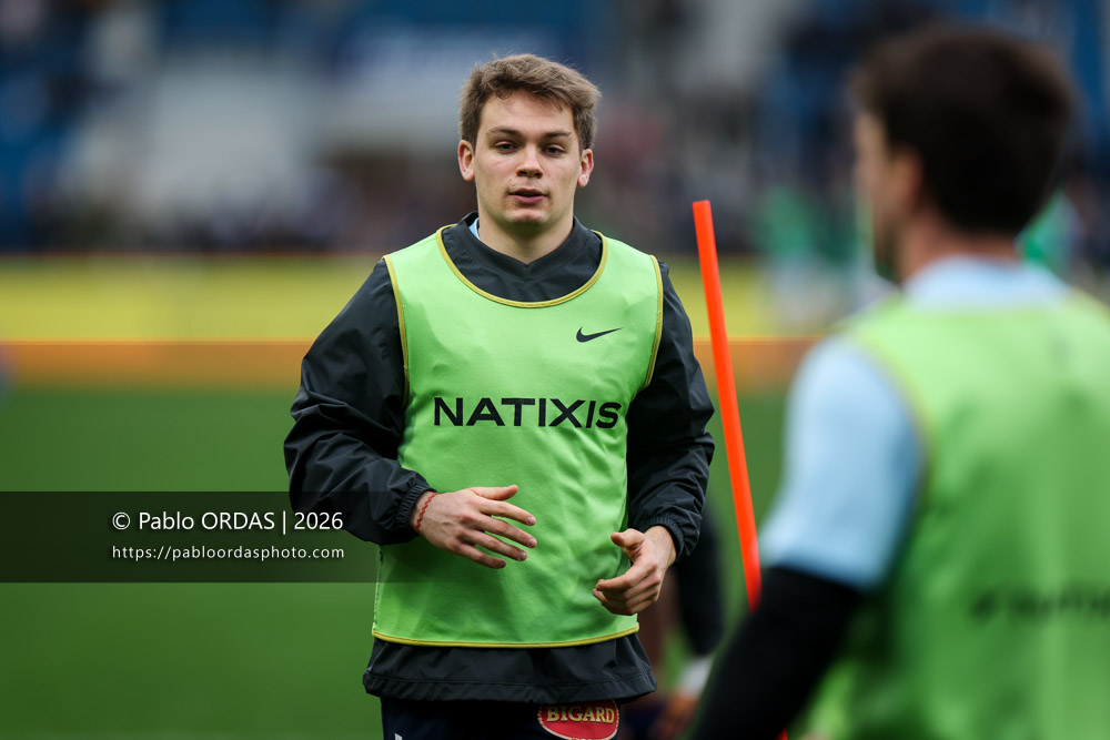 Ugo Seunes, lors du match de Top 14 entre l'Aviron bayonnais et le Racing 92, le 14 février 2026 au stade Jean Dauger de Bayonne, France (Photo Pablo ORDAS)
