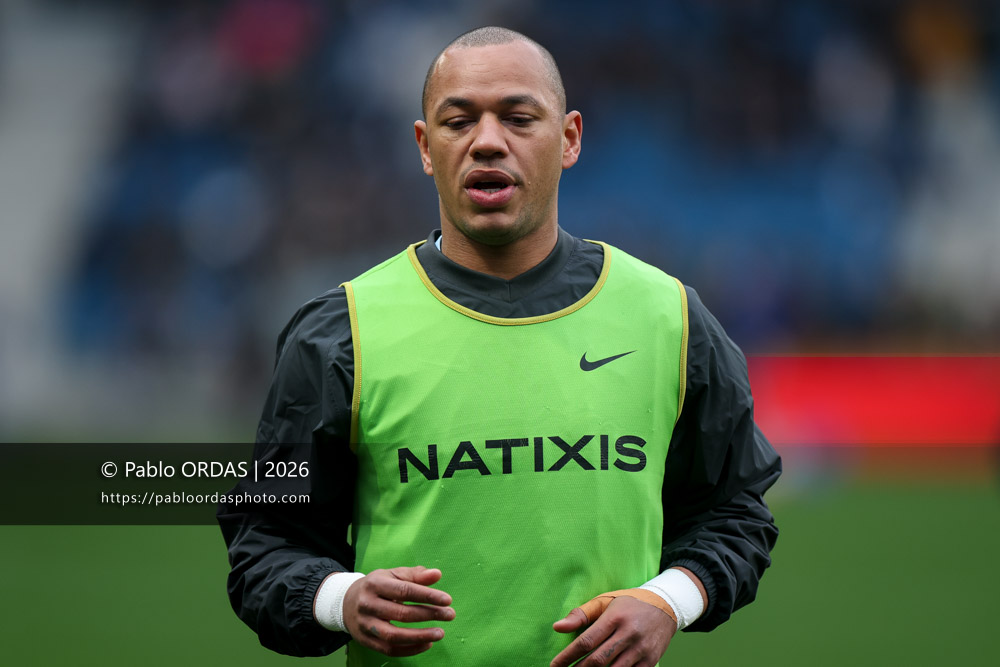 Gael Fickou, lors du match de Top 14 entre l'Aviron bayonnais et le Racing 92, le 14 février 2026 au stade Jean Dauger de Bayonne, France (Photo Pablo ORDAS)