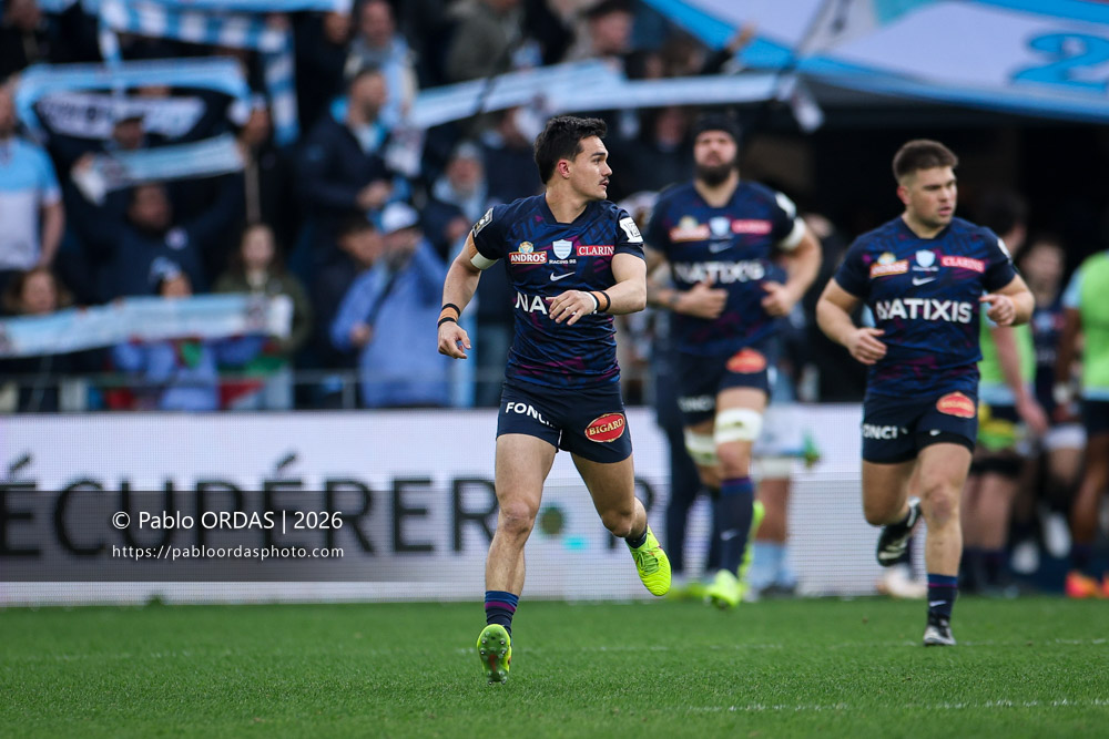 Max Spring, lors du match de Top 14 entre l'Aviron bayonnais et le Racing 92, le 14 février 2026 au stade Jean Dauger de Bayonne, France (Photo Pablo ORDAS)