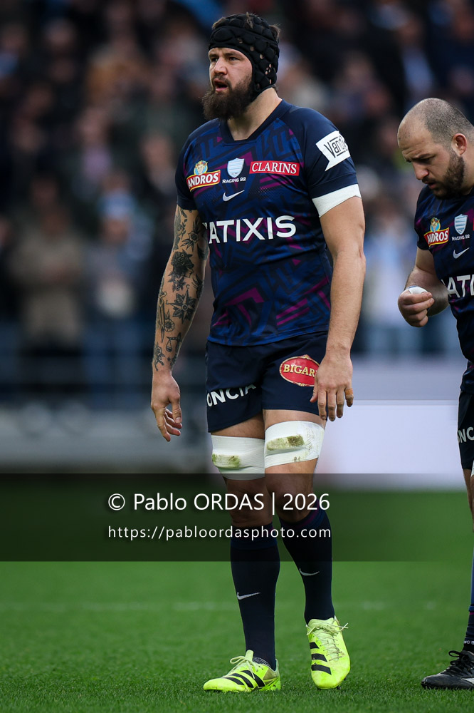 Thomas Lainault, lors du match de Top 14 entre l'Aviron bayonnais et le Racing 92, le 14 février 2026 au stade Jean Dauger de Bayonne, France (Photo Pablo ORDAS)