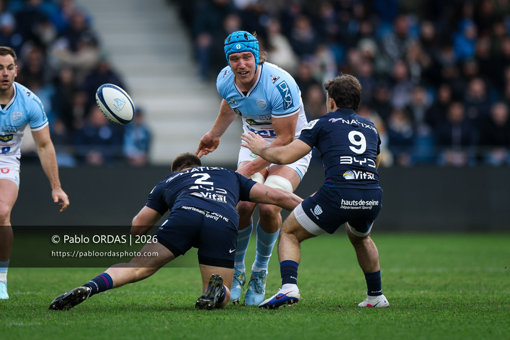 Alexander Moon, lors du match de Top 14 entre l'Aviron bayonnais et le Racing 92, le 14 février 2026 au stade Jean Dauger de Bayonne, France (Photo Pablo ORDAS)