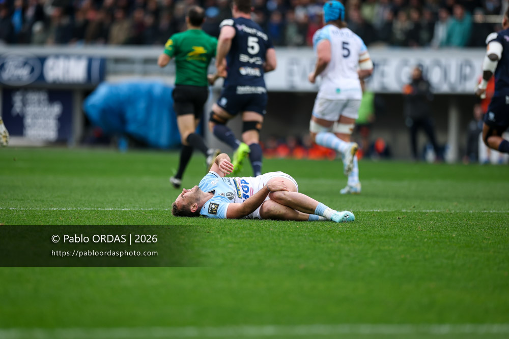 Joris Segonds, lors du match de Top 14 entre l'Aviron bayonnais et le Racing 92, le 14 février 2026 au stade Jean Dauger de Bayonne, France (Photo Pablo ORDAS)