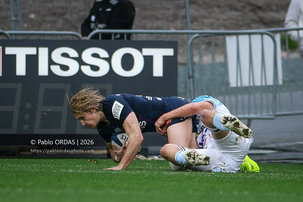 Wilfried Hulleu, lors du match de Top 14 entre l'Aviron bayonnais et le Racing 92, le 14 février 2026 au stade Jean Dauger de Bayonne, France (Photo Pablo ORDAS)