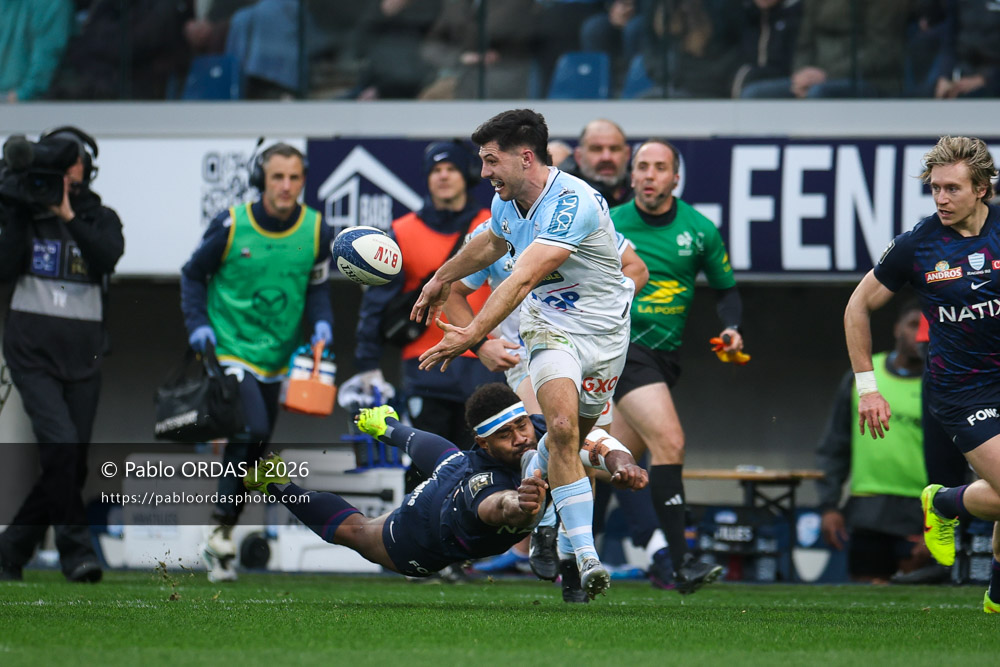 Yohan Orabé, lors du match de Top 14 entre l'Aviron bayonnais et le Racing 92, le 14 février 2026 au stade Jean Dauger de Bayonne, France (Photo Pablo ORDAS)