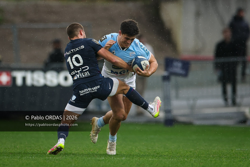 Guillaume Martocq, lors du match de Top 14 entre l'Aviron bayonnais et le Racing 92, le 14 février 2026 au stade Jean Dauger de Bayonne, France (Photo Pablo ORDAS)