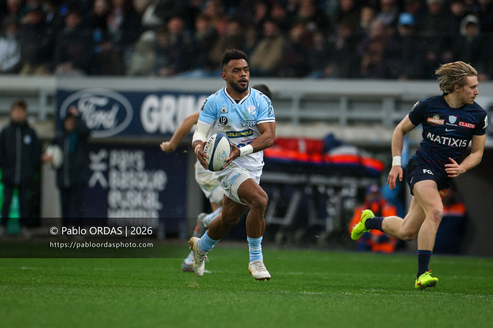 Sireli Maqala, lors du match de Top 14 entre l'Aviron bayonnais et le Racing 92, le 14 février 2026 au stade Jean Dauger de Bayonne, France (Photo Pablo ORDAS)