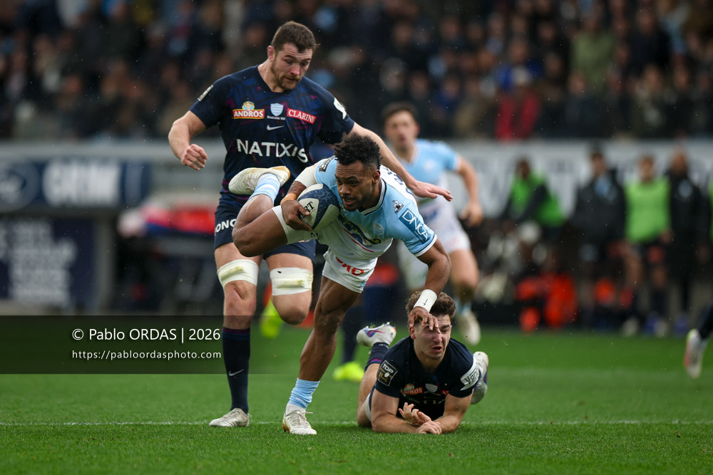 Sireli Maqala, lors du match de Top 14 entre l'Aviron bayonnais et le Racing 92, le 14 février 2026 au stade Jean Dauger de Bayonne, France (Photo Pablo ORDAS)