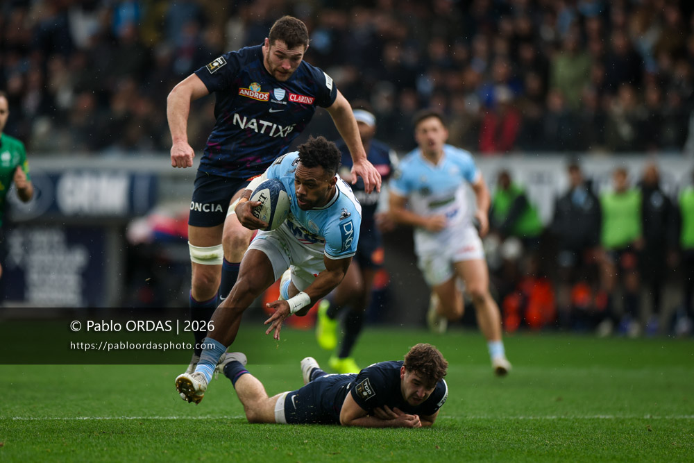 Sireli Maqala, lors du match de Top 14 entre l'Aviron bayonnais et le Racing 92, le 14 février 2026 au stade Jean Dauger de Bayonne, France (Photo Pablo ORDAS)