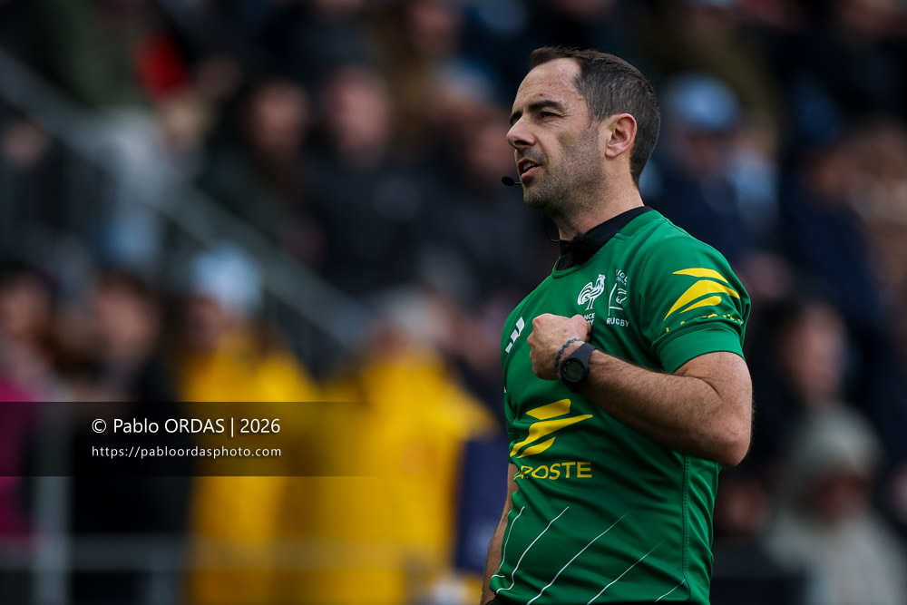 Jonathan Gasnier, lors du match de Top 14 entre l'Aviron bayonnais et le Racing 92, le 14 février 2026 au stade Jean Dauger de Bayonne, France (Photo Pablo ORDAS)