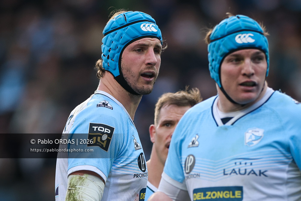 Baptiste Chouzenoux, lors du match de Top 14 entre l'Aviron bayonnais et le Racing 92, le 14 février 2026 au stade Jean Dauger de Bayonne, France (Photo Pablo ORDAS)