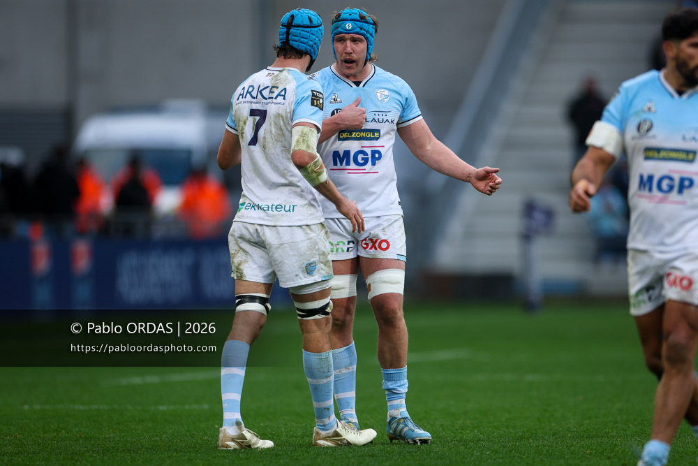 Alexander Moon, lors du match de Top 14 entre l'Aviron bayonnais et le Racing 92, le 14 février 2026 au stade Jean Dauger de Bayonne, France (Photo Pablo ORDAS)