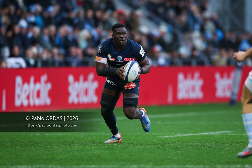 Shingirai Manyarara, lors du match de Top 14 entre l'Aviron bayonnais et le Racing 92, le 14 février 2026 au stade Jean Dauger de Bayonne, France (Photo Pablo ORDAS)