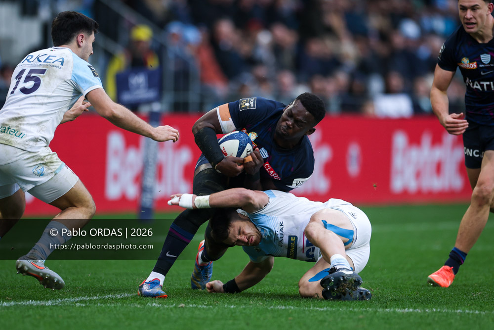 Shingirai Manyarara, lors du match de Top 14 entre l'Aviron bayonnais et le Racing 92, le 14 février 2026 au stade Jean Dauger de Bayonne, France (Photo Pablo ORDAS)