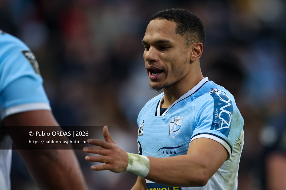 Herschel Jantjies, lors du match de Top 14 entre l'Aviron bayonnais et le Racing 92, le 14 février 2026 au stade Jean Dauger de Bayonne, France (Photo Pablo ORDAS)