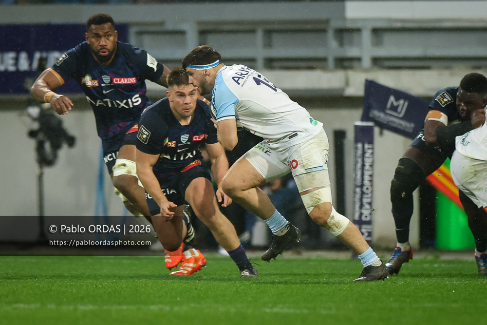 Vincent Giudicelli, lors du match de Top 14 entre l'Aviron bayonnais et le Racing 92, le 14 février 2026 au stade Jean Dauger de Bayonne, France (Photo Pablo ORDAS)