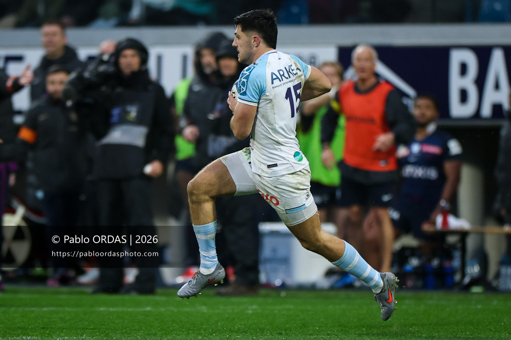 Yohan Orabé, lors du match de Top 14 entre l'Aviron bayonnais et le Racing 92, le 14 février 2026 au stade Jean Dauger de Bayonne, France (Photo Pablo ORDAS)