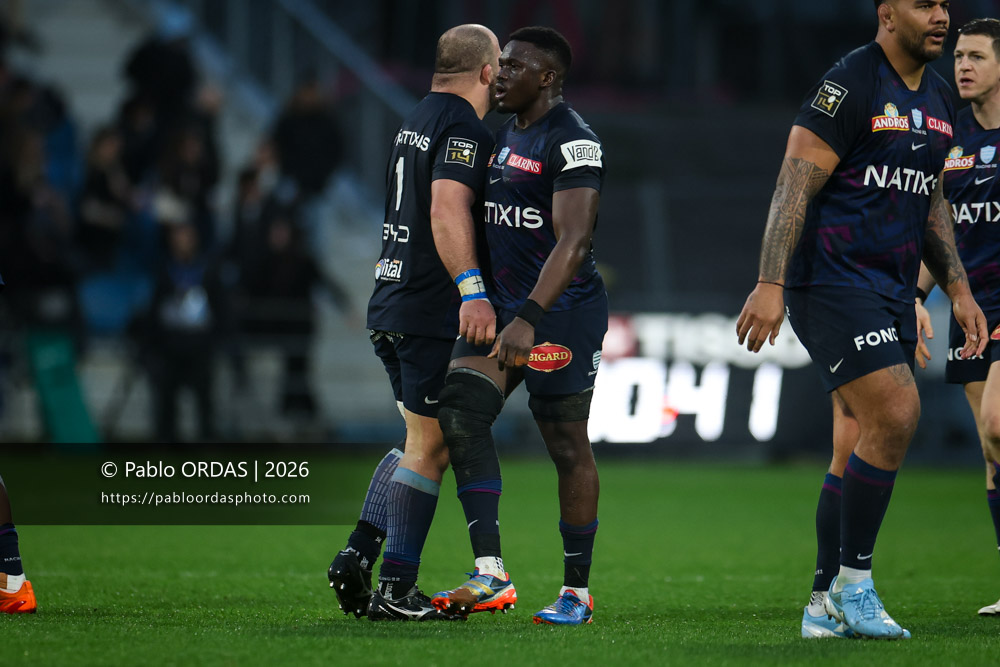 Shingirai Manyarara, lors du match de Top 14 entre l'Aviron bayonnais et le Racing 92, le 14 février 2026 au stade Jean Dauger de Bayonne, France (Photo Pablo ORDAS)
