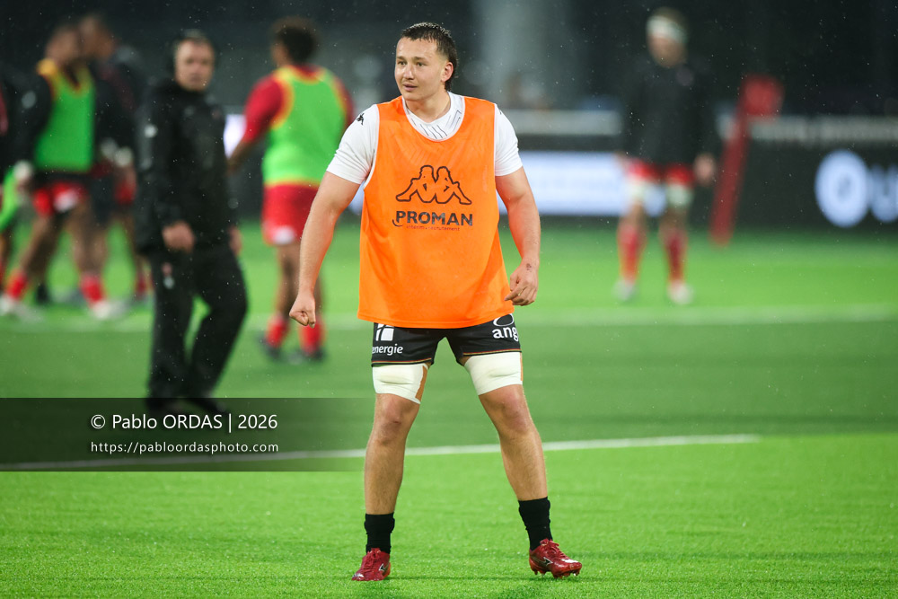 Baptiste Belhadj, lors du match de Pro D2 entre le Biarritz olympique et Provence Rugby, le 6 mars 2026 au stade Aguiléra de Biarritz, France (Photo Pablo ORDAS)