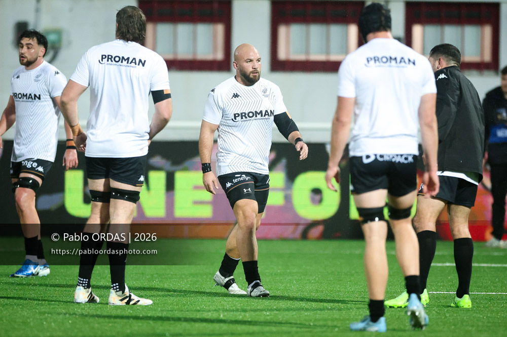 Julius Nostadt, lors du match de Pro D2 entre le Biarritz olympique et Provence Rugby, le 6 mars 2026 au stade Aguiléra de Biarritz, France (Photo Pablo ORDAS)