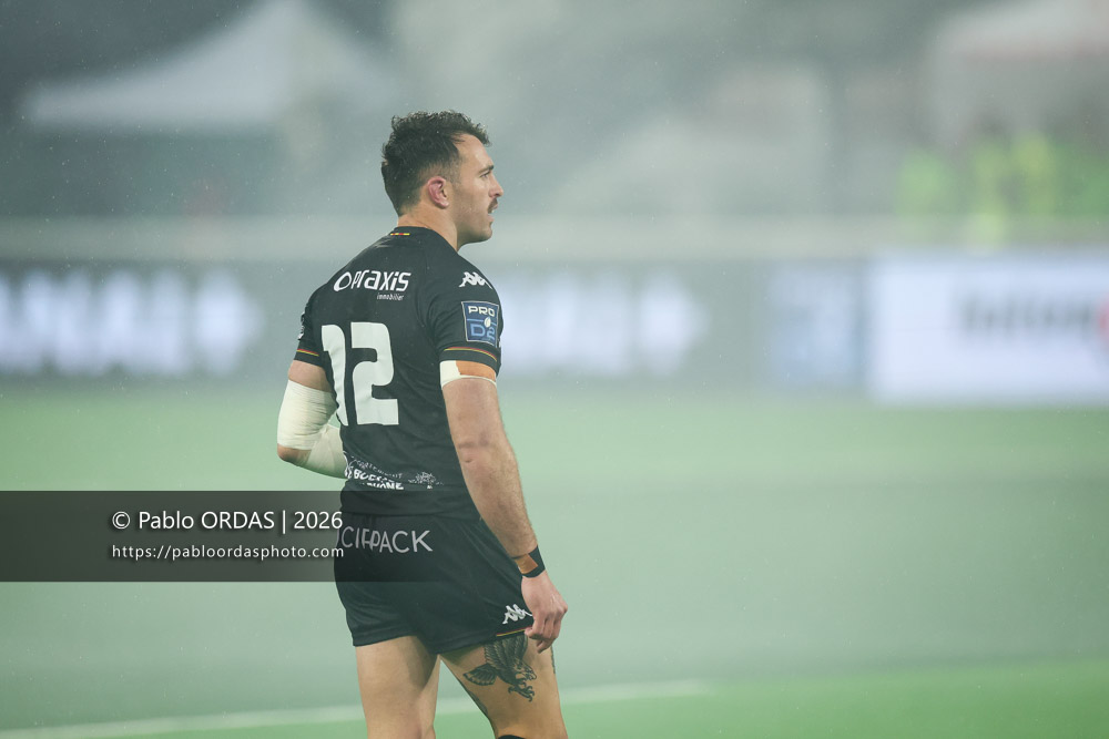 Pierre Lucas, lors du match de Pro D2 entre le Biarritz olympique et Provence Rugby, le 6 mars 2026 au stade Aguiléra de Biarritz, France (Photo Pablo ORDAS)