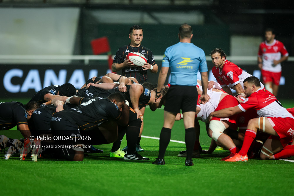 Joris Cazenave, lors du match de Pro D2 entre le Biarritz olympique et Provence Rugby, le 6 mars 2026 au stade Aguiléra de Biarritz, France (Photo Pablo ORDAS)